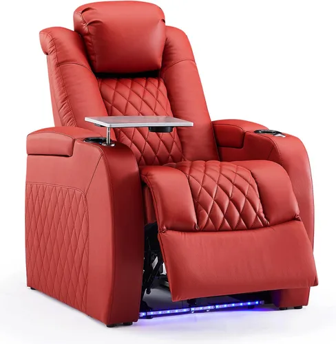 Miniatura 70 de Weilianda Asientos de Cine en Casa de Cuero de Grano Superior Silla Reclinable con Reposacabezas Eléctrico y Reclinación Asientos de Película Sofá