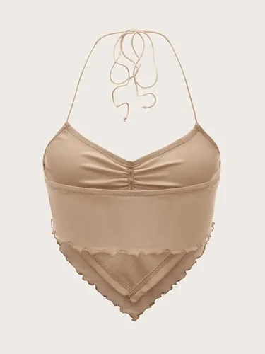Miniatura 2 de Floerns Top corto sin mangas con cuello halter y lazo en la espalda para mujer