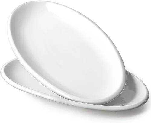 DOWAN Platos de servir de 14 pulgadas para entretenimiento, platos blancos ovalados, bandejas y platos para servir para fiestas, aptos para horno,