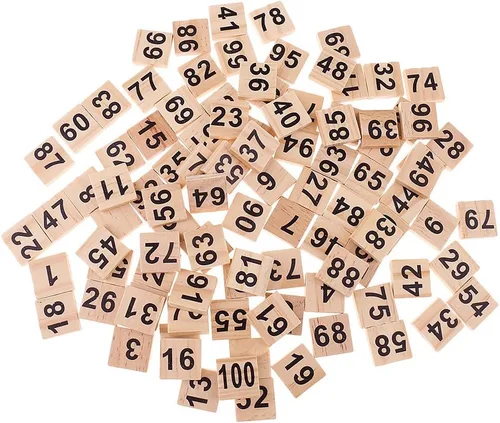 Miniatura 3 de 100pcs 1-100 números de madera azulejos números cubos bloques para decoración de fiesta de boda