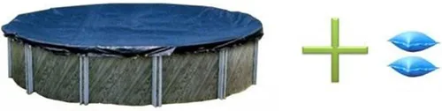 Nueva cubierta redonda de invierno sobre el suelo para piscina de 28 pies + 2 almohadas de aire de 4 x 8 pulgadas