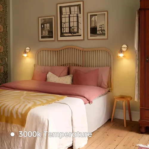 Miniatura 7 de Shenmoyl Juego de dos apliques de pared vintage a pilas, aplique de pared inalámbrico con rosa a pilas con control remoto, luz LED de pared RGB