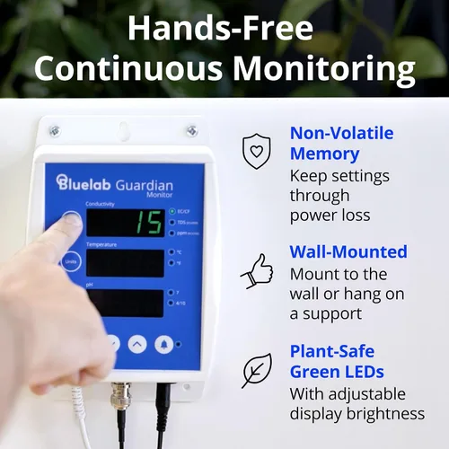 Miniatura 5 de Bluelab Guardian Monitor Wi-Fi en línea para mediciones de pH, temperatura y conductividad en tiempo real (TDS/PPM) en agua con calibración, medidor