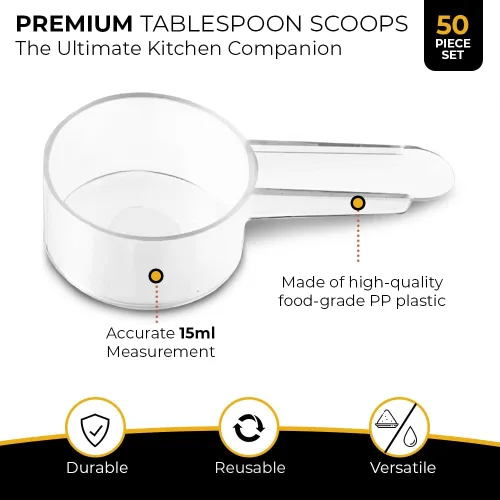 Miniatura 2 de Juego de 50 cucharadas medidoras con cuchara de café de mango corto, 1 cucharada (15 ML), cucharadas de plástico transparente para café, té suelto