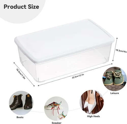 Miniatura 4 de novelinks Paquete de 8 contenedores de almacenamiento de plástico transparente de 6 cuartos de galón con tapas, cajas apilables para zapatos, Blanco