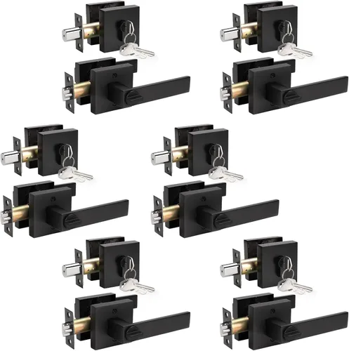 Miniatura 12 de KNOBWELL - Pomo resistente para puertas exteriores con cerradura de seguridad de doble llave y cuadrada; juego de picaportes para puertas