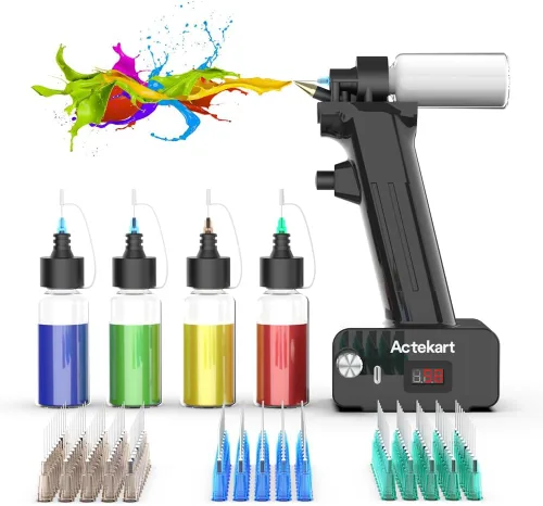 Miniatura 7 de Kit de aerógrafo sin limpieza con boquilla desechable (50 piezas x 0.2mm & 100 piezas x 0.3mm & 100 piezas x 0.5mm Boquillas desechables) - Pistola