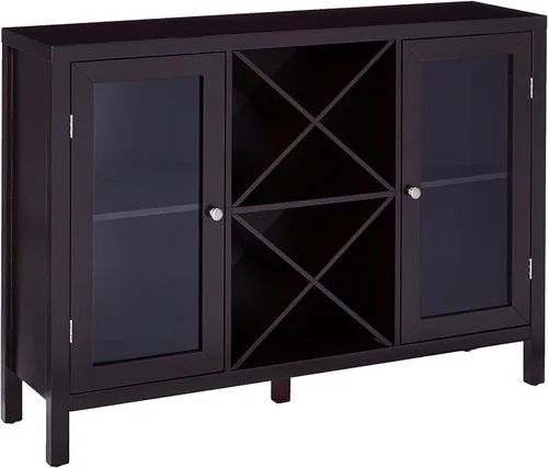 Miniatura 3 de Aparador con estantería para vinos, Kings Brand. Mesa tabla lateral con almacenamiento, Espresso