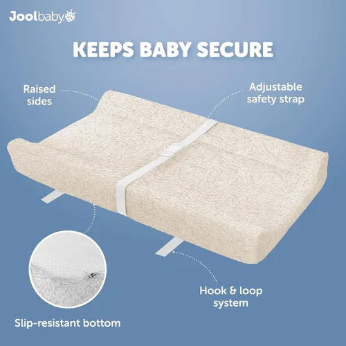 Miniatura 7 de Jool Baby Fundas para cambiador (paquete de 2) suaves y cómodas, se adaptan a la mayoría de los cambiadores de pañales estándar (blanco y avena)