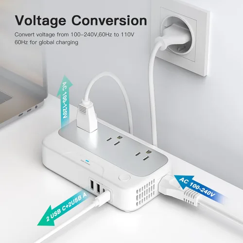 Miniatura 3 de Convertidor de voltaje universal EE.UU. a Europa, combo convertidor de viaje de 220 V a 110 V, adaptador europeo de reducción de voltaje de 250 W