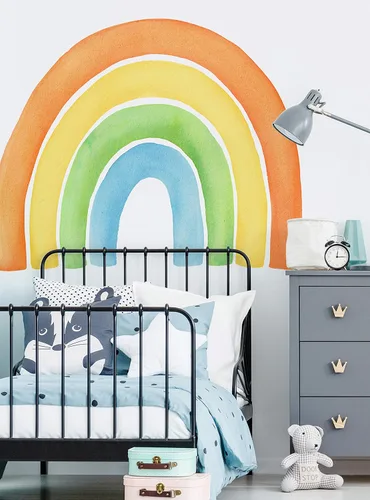 Miniatura 11 de Vinilo adhesivo para pared, diseño de acuarela, arcoíris, despegar y pegar (pequeño, 29.5 pulgadas de ancho x 24 pulgadas de alto, coral)
