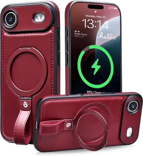 Miniatura 32 de Butaiga - Funda para iPhone 12 Pro Max con correa de cuero, soporte de anillo, color negro Finger Loop, Relieve Smartphone Pinky Strain