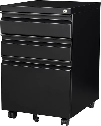 Miniatura 13 de Gabinete archivador de 2 cajones, gabinetes archivadores móviles totalmente montados con cerradura, gabinete archivador de metal rodante con ruedas