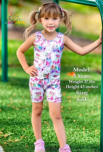 Miniatura 3 de Funnycokid Leotardos de gimnasia para niñas con pantalones cortos unitardos de baile brillantes de sirena pantalones de ciclismo activos de 2 a 10