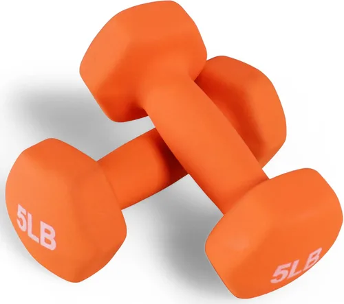 Miniatura 11 de Fitvids Neoprene Dumbbell Hand Weights, Anti-Slip, Anti-roll, Hex Shape Colorful, Pair or Set with Stand