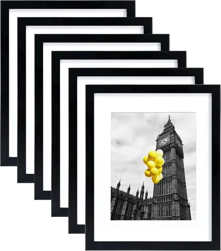Miniatura 36 de Juego de 6 portarretratos de 5 x 7, para galería de fotos de 4 x 6 pulgadas con paspartú o de 5 x 7 pulgadas sin paspartú, marcos de fotos para Negro