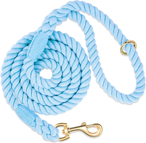 Miniatura 10 de Correa para perro de 5 pies hecha a mano de cuerda de algodón trenzada para perros pequeños, medianos y grandes, nuevo cierre de metal dorado