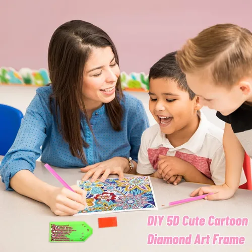 Miniatura 5 de ZUYUSUT Paquete de 4 bonitos kits de pintura de diamantes con flores de mariposa para niños y niñas de 3 a 12 años, manualidades, juegos de pintura
