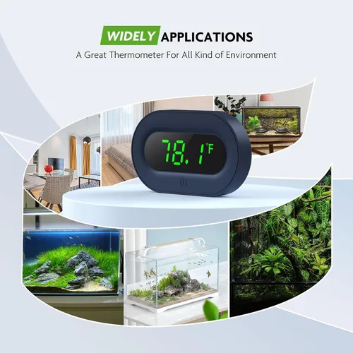 Miniatura 4 de Termómetro de acuario digital PAIZOO, termómetro para tanque de peces con pantalla LED, adhesivo, alta precisión de ±0.9℉, medición de temperatura