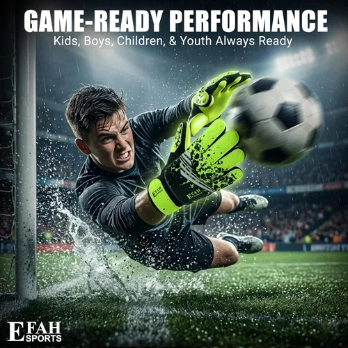 Miniatura 33 de Guantes de portero de fútbol para niños y jóvenes, guantes de portero de fútbol con agarres fuertes Verde