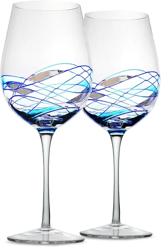 Miniatura 6 de Bezrat Juego de 2 copas de vino tinto, copa de vino pintada a mano, artículos esenciales para bebidas, 11 pulgadas de alto, vaso grande para amantes