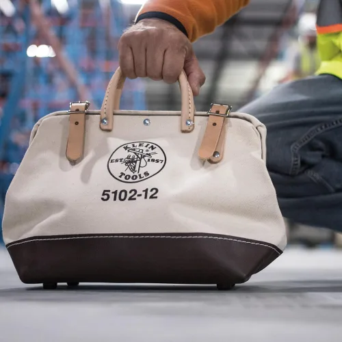 Miniatura 6 de Klein Tools 5102-12 Bolsa de herramientas resistente de lona natural, bolsa de herramientas portátil, bolsa multiusos con abertura amplia