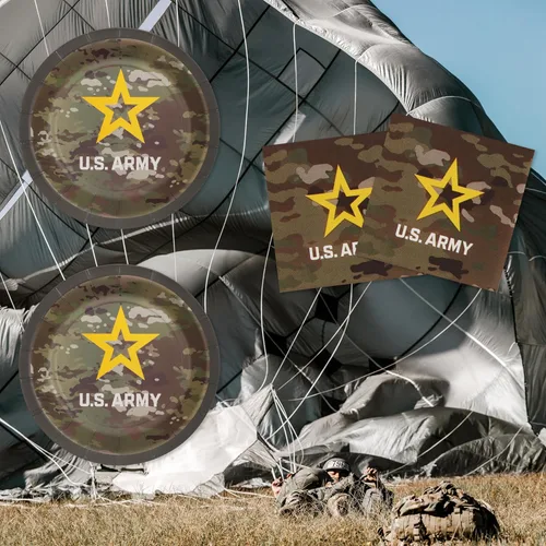 Miniatura 7 de Havercamp Fiesta oficial del ejército de los Estados Unidos para 16 invitados; incluye 16 platos y servilletas de 7 pulgadas - Logotipo