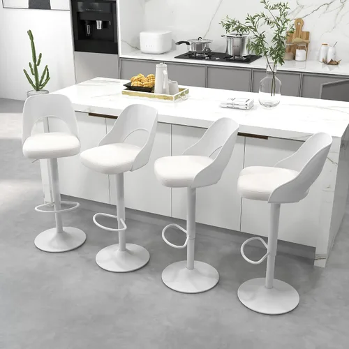 Miniatura 14 de civama Juego de 2 taburetes de bar para encimera de cocina, altura del asiento ajustable de 25 a 33 pulgadas, sillas de isla giratorias tapizadas