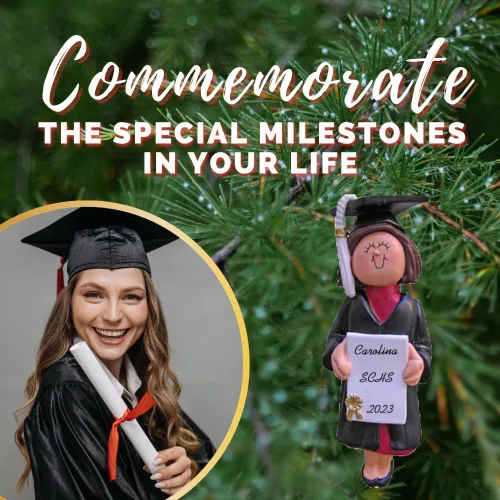 Miniatura 4 de Graduate Class of 2025 Graduate Class of 2025 - Adorno de Navidad personalizado de cabello rubio femenino de graduación de secundaria o universidad