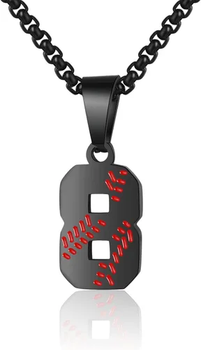 Collar de béisbol de la suerte para niño, con número de camiseta del 00 al 99, cadena de acero inoxidable con dije de béisbol, regalo para hombre