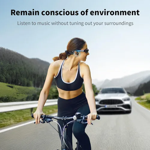 Miniatura 5 de Haowolf Auriculares de conducción ósea, Bluetooth 5.4 con micrófono abierto IPX8 impermeables, auriculares de natación 10 horas de reproducción