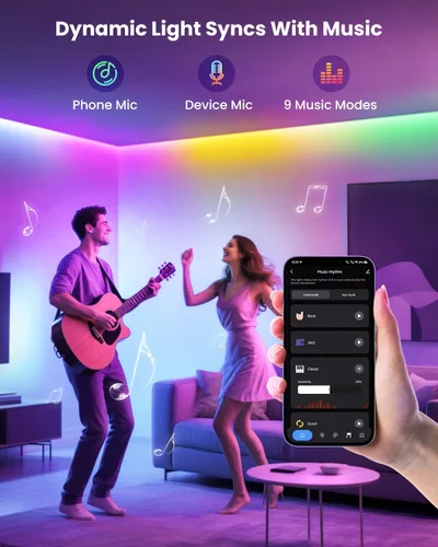 Miniatura 9 de Luces LED RGB+IC de 9.84 pies para TV de 32 a 43 pulgadas, tira de retroiluminación detrás de la TV con sincronización de música, aplicación