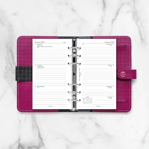 Miniatura 5 de Filofax Recambio de diario de calendario, tamaño personal/compacto, semana a vista, papel blanco, a rayas, inglés, 2024 (C68418-24)