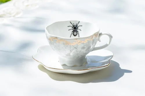 Miniatura 3 de Grace Teaware Spider Web - Taza de té y platillo de vieira de oro blanco