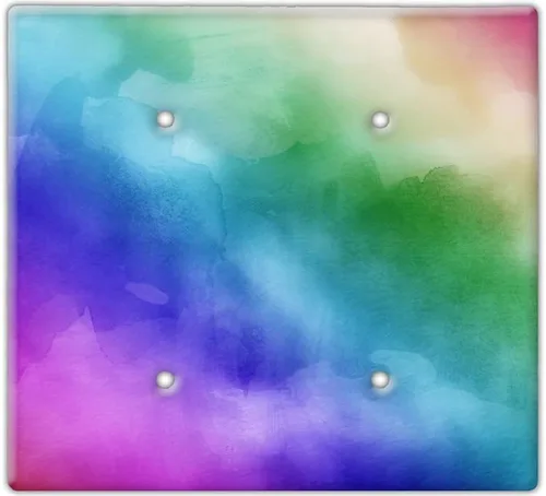 Decorative Wall Switch Cover Plate - Rainbow Watercolor Decor Switch Plate - Great For Nursery and Playroom With Vibrant Colors of Blue, Green,