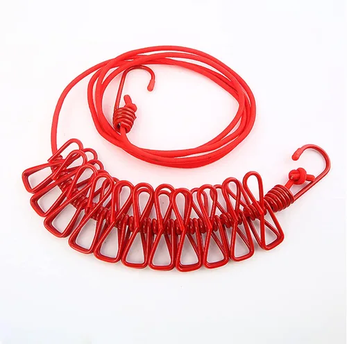 Miniatura 6 de 1 tendedero de viaje portátil resistente al viento, tendedero retráctil elástico para ropa con 12 pinzas para la ropa, adecuado para interiores
