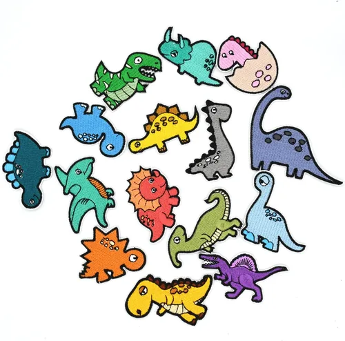 15 parches bordados de dinosaurio, apliques de bricolaje, divertido parche bordado para planchar para ropa, bolsos, sombreros, camisetas, jeans,