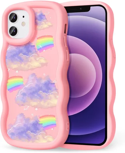 Miniatura 184 de Compatible con iPhone SE/8/7 Funda para Mujeres y Niñas, Marco Ondulado Rizado con Patrón Lindo, Estética Delgada Suave Silicona TPU Parachoques