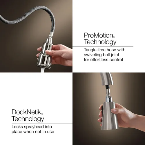 Miniatura 8 de Kohler K-R562-SD-VS Llave para cocina, funciona hacia abajo. Viene con despachador de jabón o loción. Hecha de inoxidable brilloso