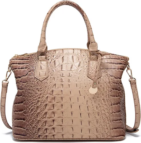 Bolso de mano para mujer, de piel vegana, patrón de cocodrilo en relieve con asa superior, bolsas grandes para hombro