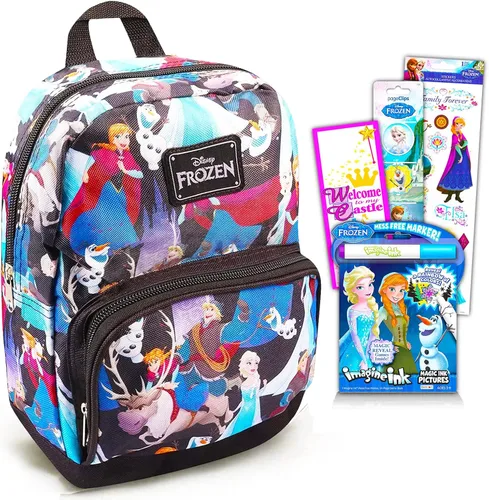 Disney Frozen - Mochila preescolar para niños niños pequeños paquete de 6 suministros escolares con lona Frozen de 10 pulgadas mini mochila para