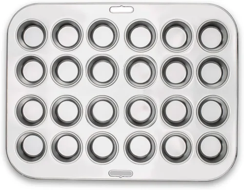 Miniatura 4 de Fox Run Mini molde para magdalenas, 24 tazas, de acero inoxidable, para 12 tazas, para magdalenas y magdalenas, 10.5 x 13.75 x 1.25 pulgadas