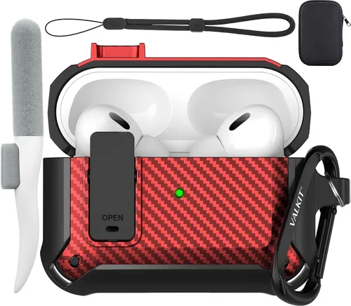Miniatura 56 de Valkit Funda para Airpods para hombres con cerradura, funda de cuerpo completo con llavero para AirPods de Apple a prueba de golpes, funda