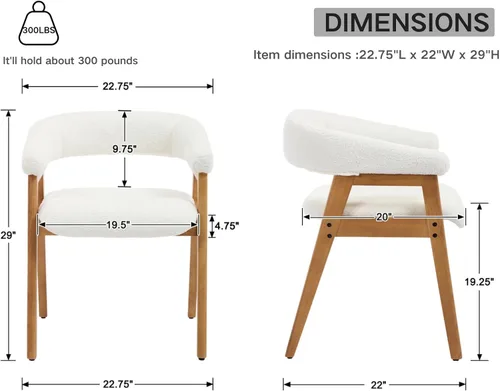 Miniatura 2 de CIM0TA - Juego de 2 sillas de comedor modernas con brazos de tela de tapicería de sherpa para cocina y comedor con respaldo abierto de barril/patas