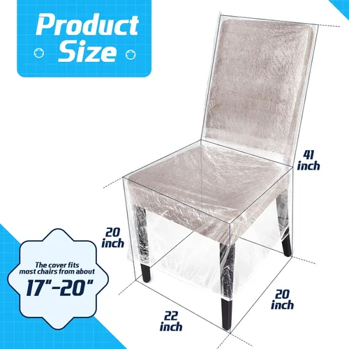 Miniatura 2 de Remagr 4 fundas de plástico para sillas de comedor, protectores transparentes e impermeables, para asientos de 21 x 20 pulgadas