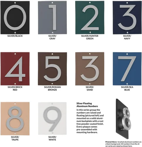 Miniatura 3 de Montague Metal Products Placa de dirección horizontal de 6 pulgadas flotante con números de casa, aluminio, fácil de instalar, horizontal, 1 dígito