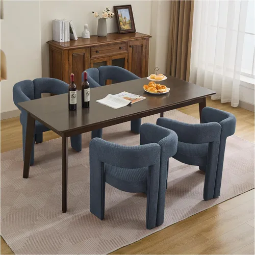 Miniatura 35 de adochr Modernas sillas de comedor de barril, silla de comedor tapizada de lino con patas de madera, sillas decorativas con brazos, cómodos sillones
