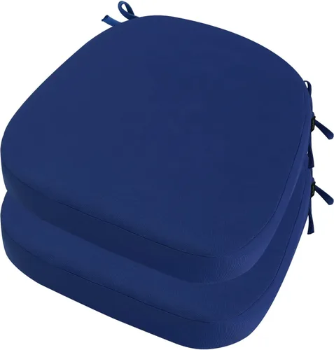 Miniatura 28 de idee-home Juego de 2 cojines para sillas de exterior, 17 x 17 pulgadas de grosor, en forma de D, cojines de asiento impermeables con lazos