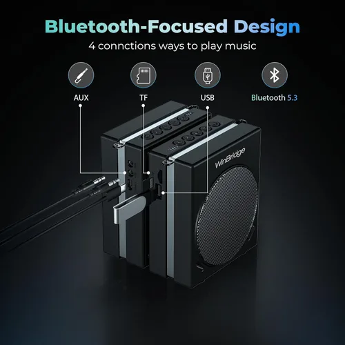Miniatura 5 de WinBridge S90 - Micrófono portátil y sistema de micrófono Bluetooth con altavoz, amplificador de voz de 30 W, sistema PA con 2 micrófonos