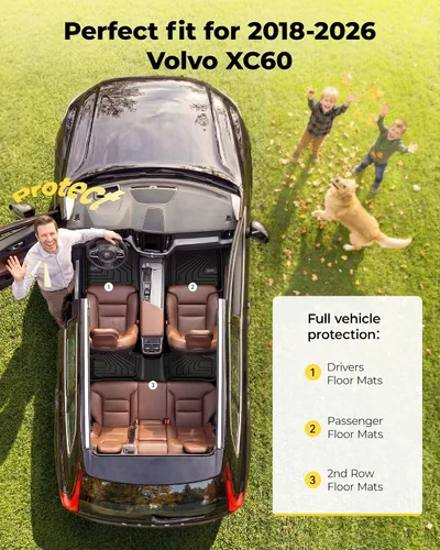 Miniatura 2 de 3W Floor Fit Volvo XC60 2018-2024 2025 2026 (no apto para híbridos o PHEV) TPE para todo tipo de clima, ajuste personalizado T5 T6 Momentum